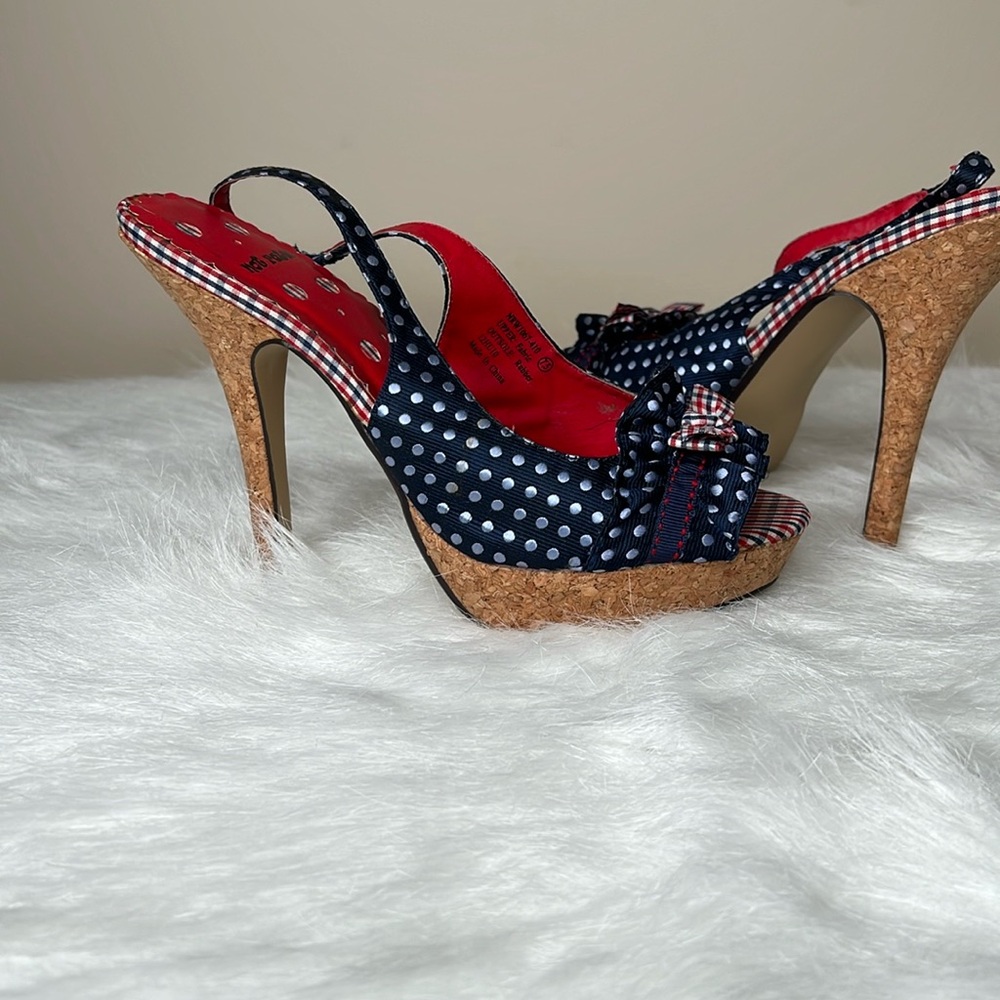 Not Rated Red,White & Blue Polka Dot Heels